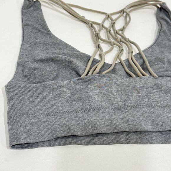 Pro-Fit Womens Seamless Knotted Sports Bra gray Wireless Strappy Racerback Small - Picture 14 of 16